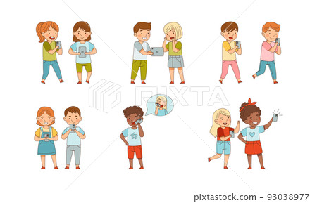 Little Children with Smartphone and Tablet pc Playing and Surfing Internet Vector Set Little Children with Smartphone and Tablet pc Playing and Surfing Internet Vector Set 93038977