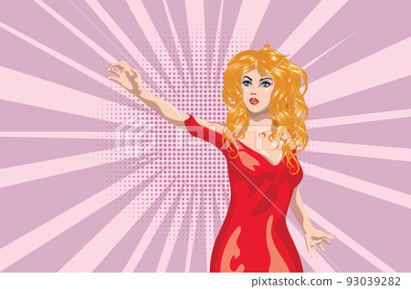 Blond in red dress 93039282