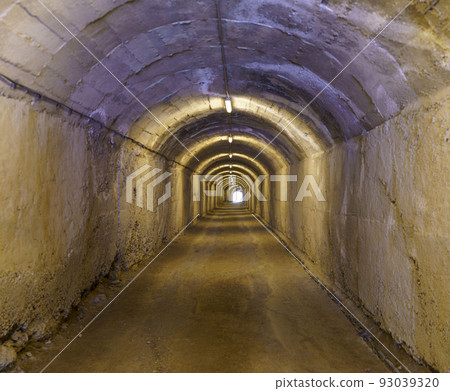Tirana, Albania, May 12, 2022 - Tunnel leading to a WWII bunker 93039320
