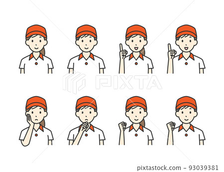 Male and female fast food clerk in various poses Male and female fast food clerk in various poses 93039381