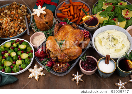 Christmas festive dinner with traditional dishes 93039747