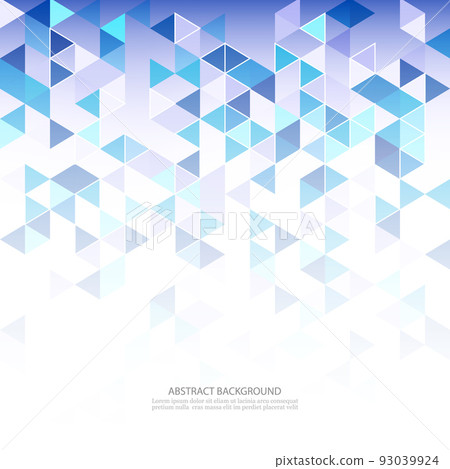 Geometric background of blue triangles. Design template for brochure, cover, banner, poster, flyer. 93039924