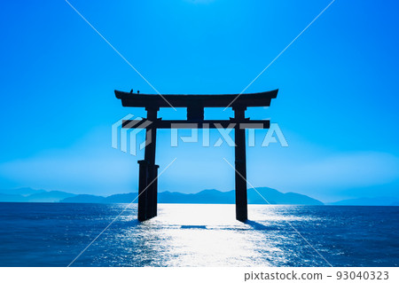 Lake Biwa Shirahige Shrine's large torii gate 93040323