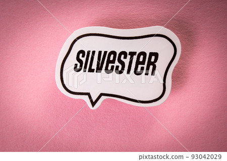 Silvester, New Year's Eve. German text on speech bubble 93042029