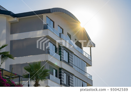 Modern urban architecture. Detail of a residential apartment building. 93042589