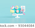 Business analysis, market research, product testing, data analysis. web report dashboard monitor and business finance investment concept. 3D illustration 93044084