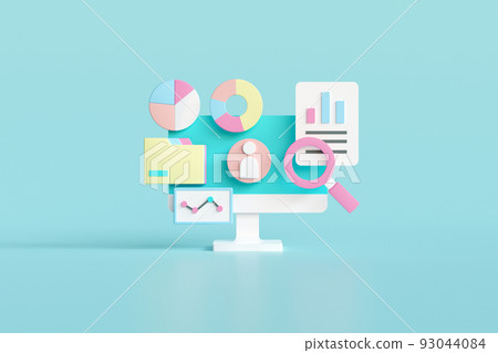 Business analysis, market research, product testing, data analysis. web report dashboard monitor and business finance investment concept. 3D illustration 93044084