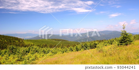 Jeseniky mountains landscape with windmills in summer 93044241