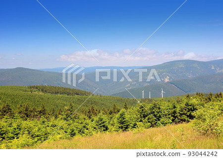 Jeseniky mountains landscape with windmills in summer 93044242