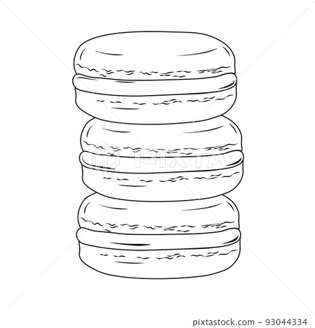 macaroon vector stock illustration. Cute cookies with cream. Confectionery made of almond dough. Isolated on a white background. 93044334