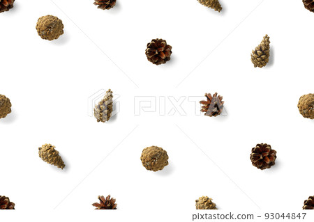 seamless christmas pattern from Pine cones on white background. modern pine cone christmas collage. Print for paper, fabric, wallpaper pinecones seamless christmas pattern from Pine cones on white background. modern pine cone christmas collage. Print for paper, fabric, wallpaper pinecones 93044847