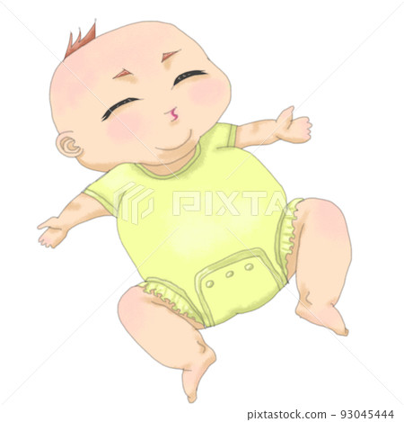 黃色衣服的嬰兒睡著了 黃色衣服的嬰兒睡著了 93045444