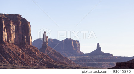 Desert Rocky Mountain American Landscape. Morning Sunny Sunrise Sky 93045870