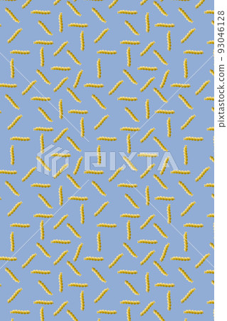 Fusilli pasta random flat lay on blue background without shadow. can be used as raw pasta background, poster, banner not pattern. Fusilli pasta random flat lay on blue background without shadow. can be used as raw pasta background, poster, banner not pattern. 93046128