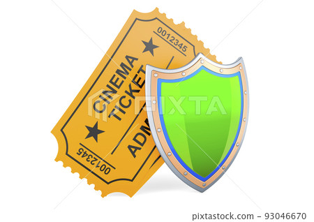 Cinema tickets with shield, 3D rendering 93046670