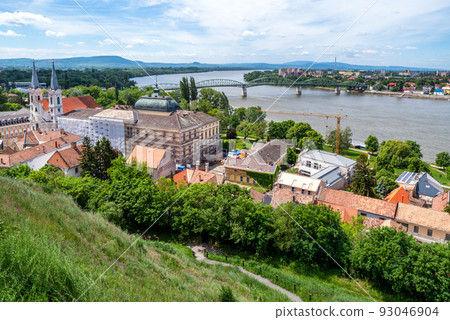 View from Esztergom basilica in Hungary on town Sturovo in Slovakia View from Esztergom basilica in Hungary on town Sturovo in Slovakia 93046904