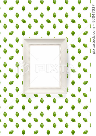 Basil. Green leaves of fresh italian basil background on whte backdrop. Basil leaves isolated on white background. flat lay 93047037
