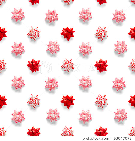 Seamless regular creative Christmas pattern with New Year decorations. xmas Modern Seamless pattern made from christmas decorations. white background Seamless regular creative Christmas pattern with New Year decorations. xmas Modern Seamless pattern made from christmas decorations. white background 93047075
