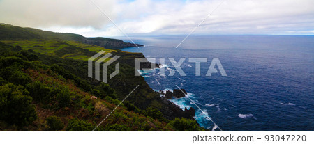 Panoramic view to Terceira island coastline from Mata da Serreta viewpoint, Azores, Portugal Panoramic view to Terceira island coastline from Mata da Serreta viewpoint, Azores, Portugal 93047220