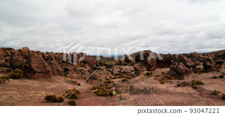 sandstone rock formation at Imata in Salinas and Aguada Blanca National Reservation, Arequipa, Peru 93047221