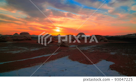 Abstract nature rock formations aka sculptures at sunrise,White desert, Sahara, Egypt Abstract nature rock formations aka sculptures at sunrise,White desert, Sahara, Egypt 93047225