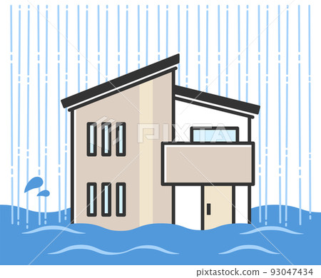 被大雨淹沒的房子的插圖 93047434
