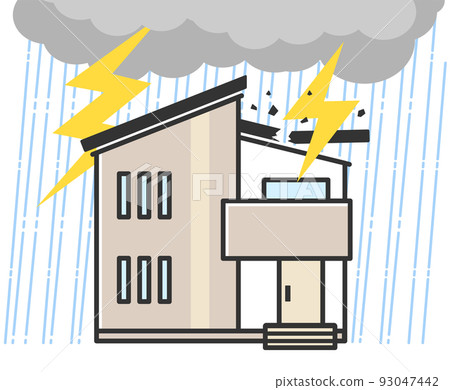 被閃電損壞的房子的插圖 93047442