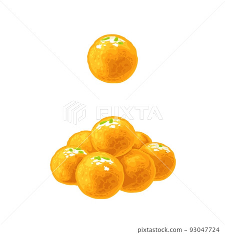 Indian traditional sweets Ladoo. Vector realistic color illustration 93047724