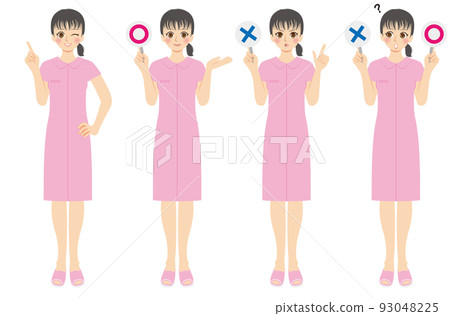 Working woman illustration set full body nurse pink uniform round and cross Working woman illustration set full body nurse pink uniform round and cross 93048225
