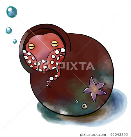 Illustration of an octopus and its pot 93048293