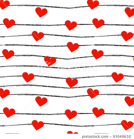 Red hearts seamless pattern white background 93048638