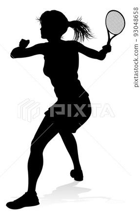 Tennis Player Woman Sports Person Silhouette 93048658