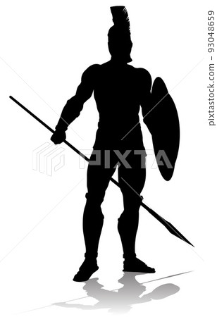 Spartan Silhouette Gladiator Trojan Greek Warrior 93048659