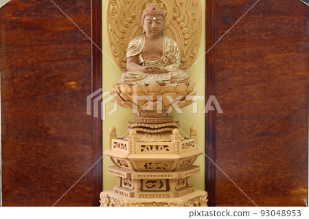 Buddha statue of Shaka Nyorai (Shakyamuni Buddha) enshrined in the shrine 3 Buddha statue of Shaka Nyorai (Shakyamuni Buddha) enshrined in the shrine 3 93048953