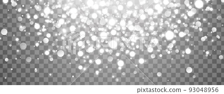 Shine light background. Silver bokeh. Sparkle glitter banner. Christmas Holiday glow particle. White star effect. Luxury festive party design. Twinkle winter flash. Fairy bulb. Vector illustration 93048956
