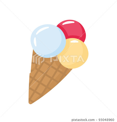 Cute cartoon hand drawn ice cream cone isolated on white background. Decorative element for web, blog, stickers. Cute cartoon hand drawn ice cream cone isolated on white background. Decorative element for web, blog, stickers. 93048960
