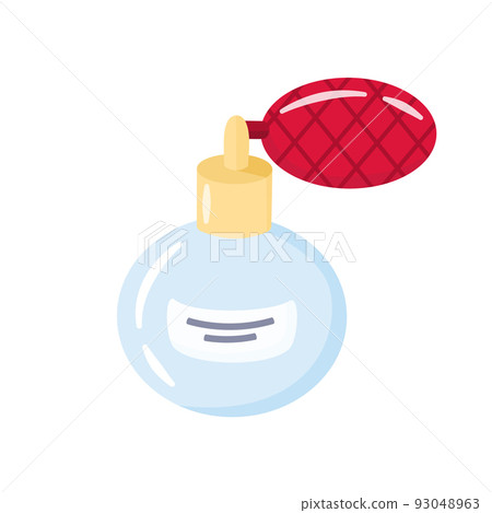 Cute cartoon hand drawn bottle of perfume. Decorative element isolated on white background. Flat vector illustration. Cute cartoon hand drawn bottle of perfume. Decorative element isolated on white background. Flat vector illustration. 93048963