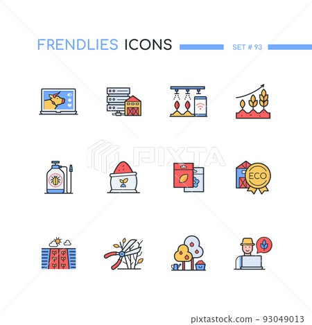 Livestock and farming - modern line design style icons set Livestock and farming - modern line design style icons set 93049013