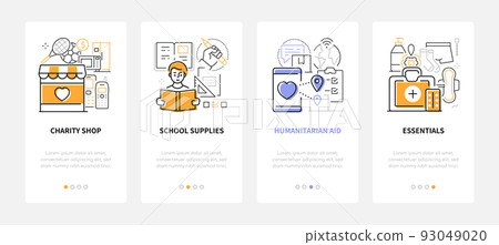 Charity and humanitarian aid - line design style banners set 93049020