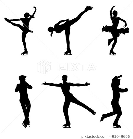 silhouette girl and male figure skating 93049606