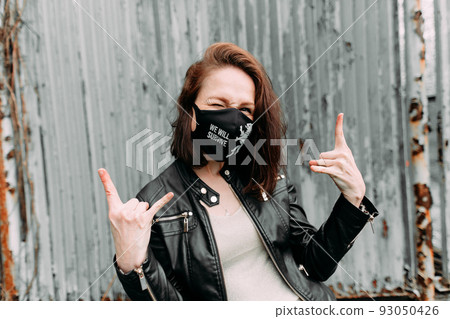 woman black mask inscription we will survive woman black mask inscription we will survive 93050426