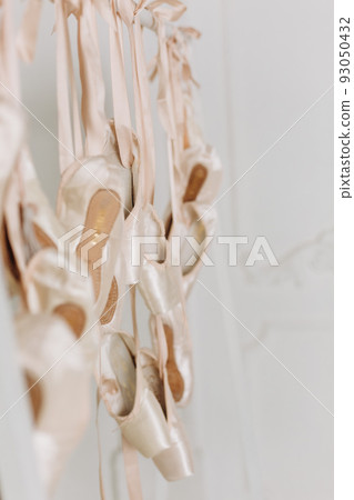 lot ballerina shoes hanging laces row concept lot ballerina shoes hanging laces row concept 93050432