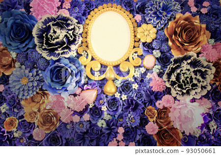 backdrop from artificial flower from paper and wood ovul shape 93050661