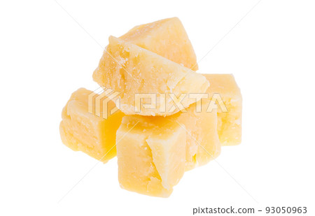 aged cheese pieces isolated aged cheese pieces isolated 93050963