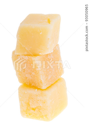 aged cheese pieces isolated 93050965