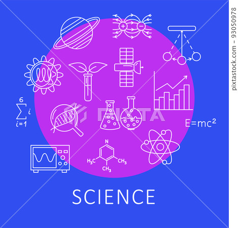 Science banner with icons in line style 93050978