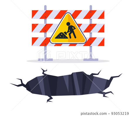 hole in the asphalt. road repair. hole in the asphalt. road repair. 93053219