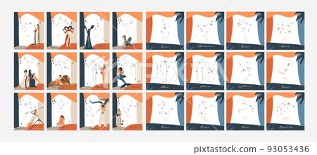 Hand drawn vector abstract stock graphic simple illustration collection cards set art with modern magic collage artistic contemporary print template of boho zodiac stars constellations signs postcard. Hand drawn vector abstract stock graphic simple illustration collection cards set art with modern magic collage artistic contemporary print template of boho zodiac stars constellations signs postcard. 93053436