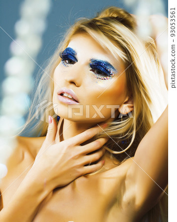 beauty young snow queen in fairy flashes close up beauty young snow queen in fairy flashes close up 93053561