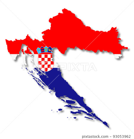 Croatia flag map on white background 3d illustration with clipping path 93053962